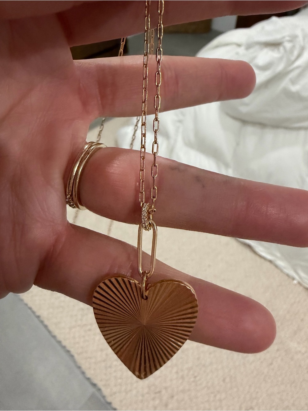 Anthropologie Gold Radiant Heart Pendant Necklace